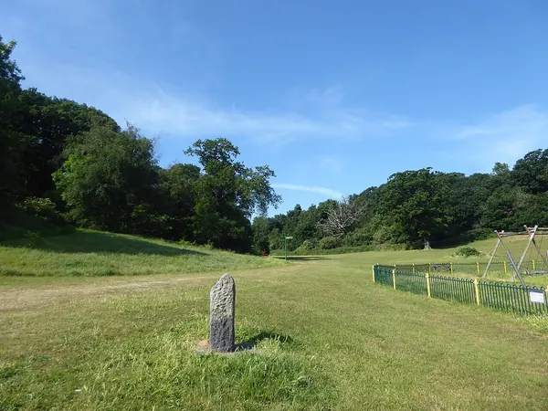 Open grassland sloping down to woodland in Frank's Park, Erith