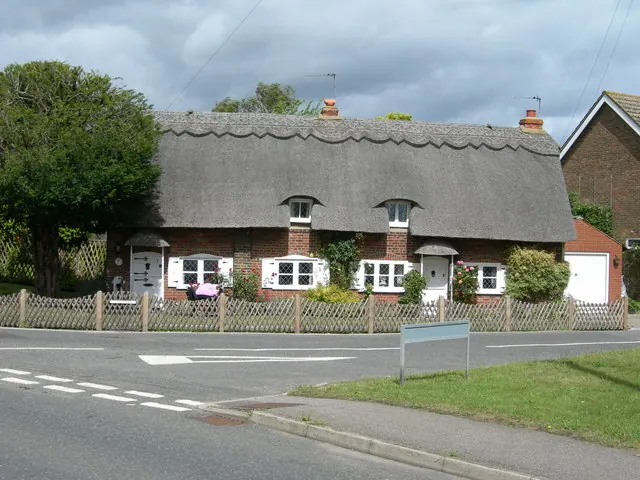 Thatched brick cottages at the corner of Main Road and Nurstead Lane, Longfield Hill, near Longfield